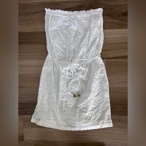 Shoshanna White Eyelet Textured Dress with Waist Tie